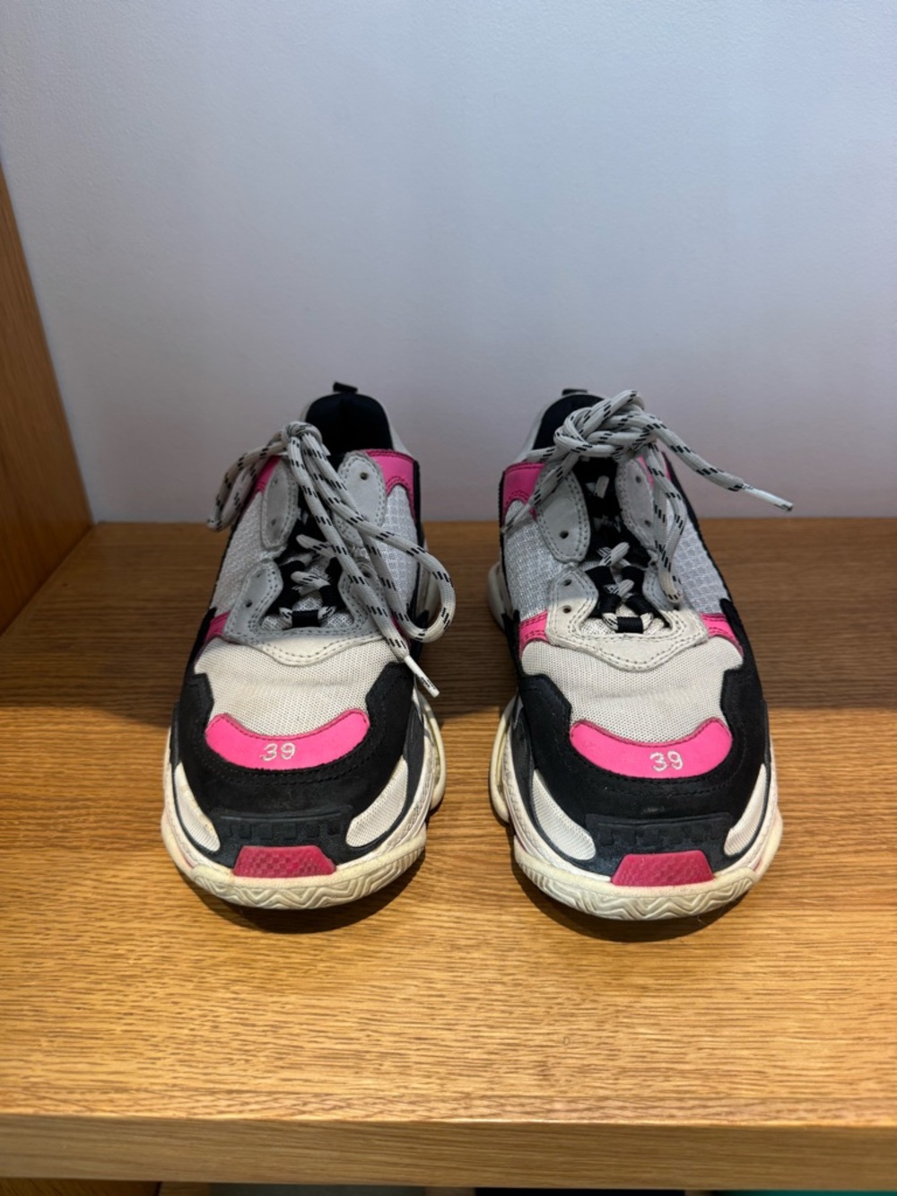 Balenciaga Women's Triple S Sneaker - White, Black & Pink Accent - Picture 4 of 5